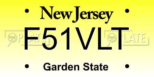 F51VLT New Jersey License Plate