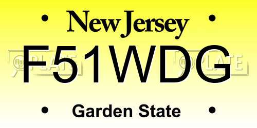 F51WDG New Jersey License Plate