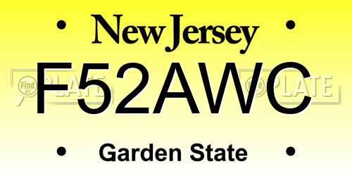 F52AWC New Jersey License Plate
