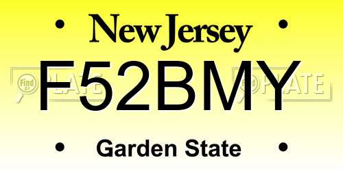 F52BMY New Jersey License Plate