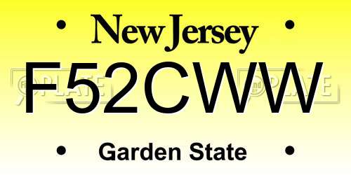 F52CWW New Jersey License Plate