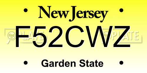 F52CWZ New Jersey License Plate