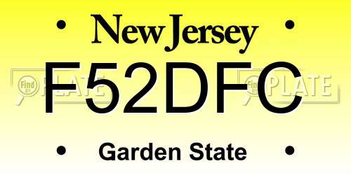 F52DFC New Jersey License Plate