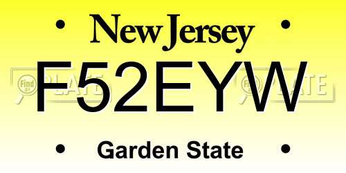 F52EYW New Jersey License Plate