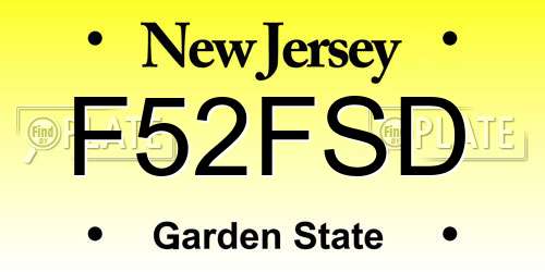 F52FSD New Jersey License Plate