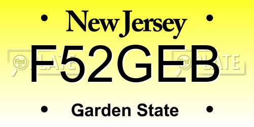 F52GEB New Jersey License Plate