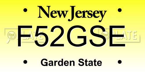 F52GSE New Jersey License Plate