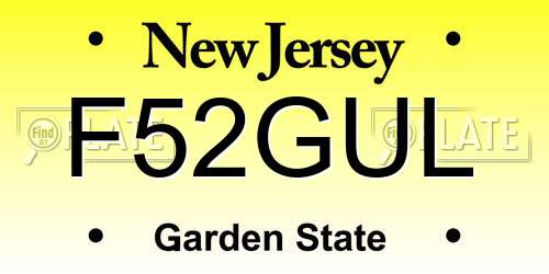 F52GUL New Jersey License Plate