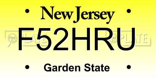 F52HRU New Jersey License Plate