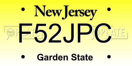F52JPC New Jersey License Plate