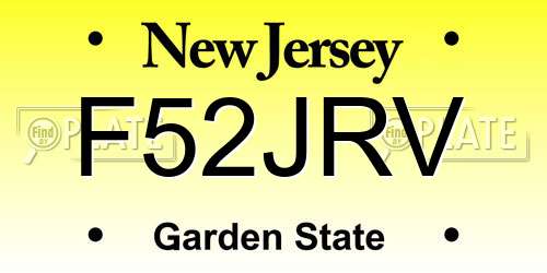 F52JRV New Jersey License Plate