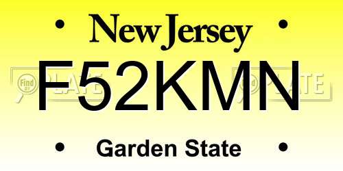 F52KMN New Jersey License Plate