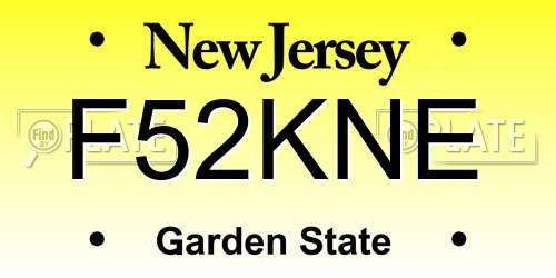F52KNE New Jersey License Plate