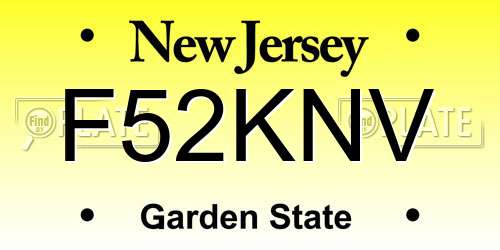 F52KNV New Jersey License Plate
