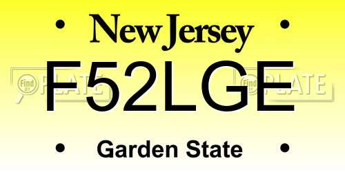 F52LGE New Jersey License Plate