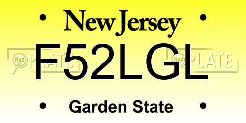 F52LGL New Jersey License Plate