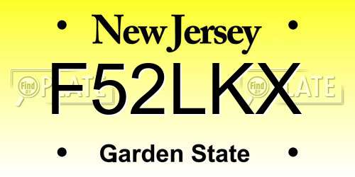 F52LKX New Jersey License Plate