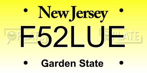 F52LUE New Jersey License Plate