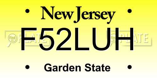 F52LUH New Jersey License Plate