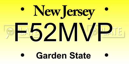 F52MVP New Jersey License Plate