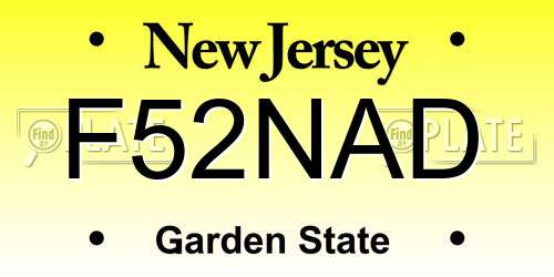 F52NAD New Jersey License Plate