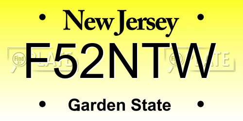 F52NTW New Jersey License Plate