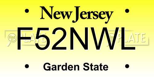 F52NWL New Jersey License Plate