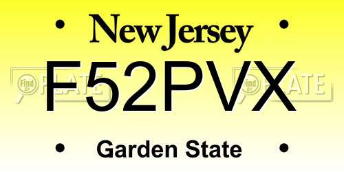 F52PVX New Jersey License Plate
