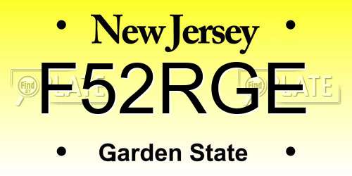 F52RGE New Jersey License Plate