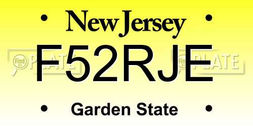 F52RJE New Jersey License Plate