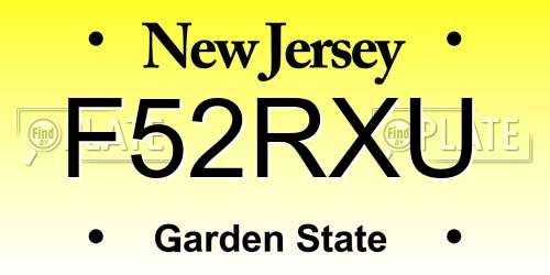 F52RXU New Jersey License Plate