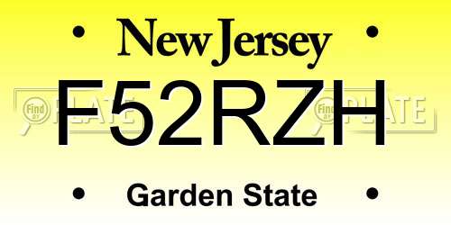 F52RZH New Jersey License Plate