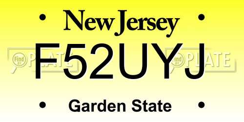 F52UYJ New Jersey License Plate
