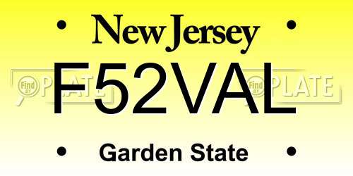 F52VAL New Jersey License Plate