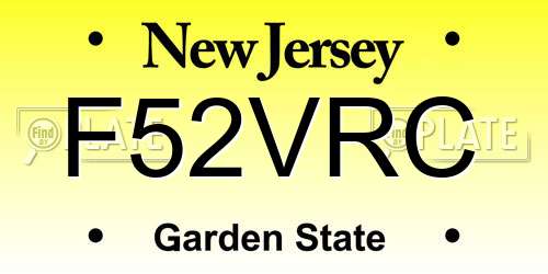 F52VRC New Jersey License Plate