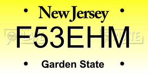 F53EHM New Jersey License Plate