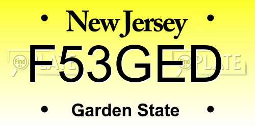 F53GED New Jersey License Plate