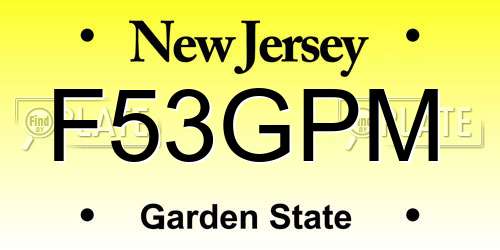 F53GPM New Jersey License Plate