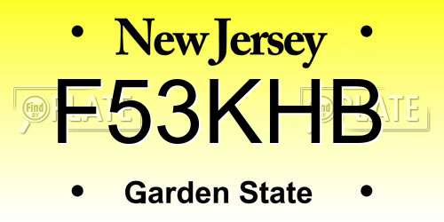 F53KHB New Jersey License Plate