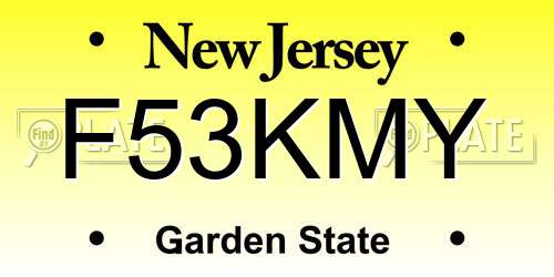 F53KMY New Jersey License Plate