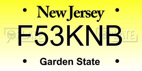 F53KNB New Jersey License Plate