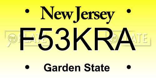 F53KRA New Jersey License Plate