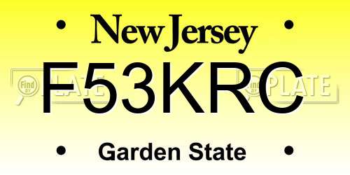 F53KRC New Jersey License Plate