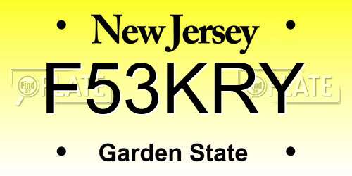 F53KRY New Jersey License Plate