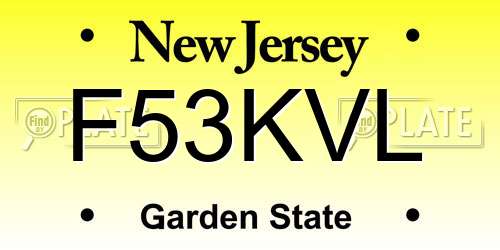 F53KVL New Jersey License Plate