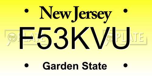 F53KVU New Jersey License Plate