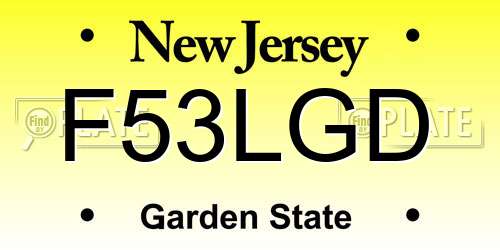 F53LGD New Jersey License Plate