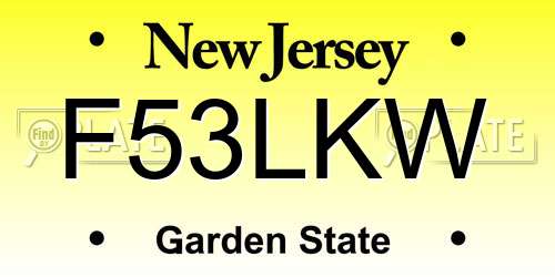 F53LKW New Jersey License Plate