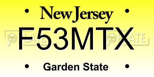 F53MTX New Jersey License Plate