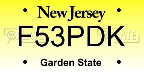 F53PDK New Jersey License Plate